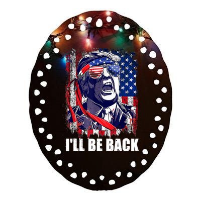 I'll Be Back Trump Make American Great Again, Trump 2024 Ceramic Oval Ornament