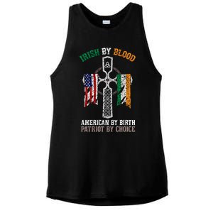 Irish By Blood American By Birth Patriot By Choice Gift Ladies PosiCharge Tri-Blend Wicking Tank