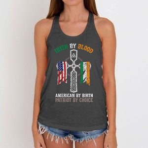 Irish By Blood American By Birth Patriot By Choice Gift Women's Knotted Racerback Tank