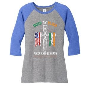 Irish By Blood American By Birth Patriot By Choice Gift Women's Tri-Blend 3/4-Sleeve Raglan Shirt