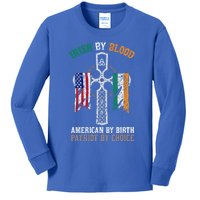 Irish By Blood American By Birth Patriot By Choice Gift Kids Long Sleeve Shirt