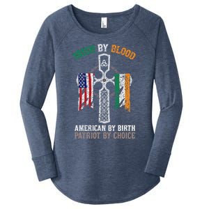 Irish By Blood American By Birth Patriot By Choice Gift Women's Perfect Tri Tunic Long Sleeve Shirt