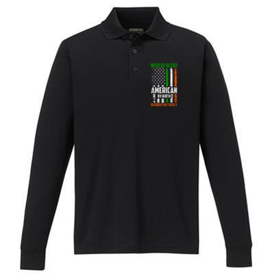 Irish By Blood American By Birth Patriotic By Choice Gift Performance Long Sleeve Polo