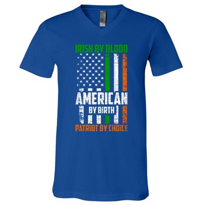 Irish By Blood American By Birth Patriotic By Choice Gift V-Neck T-Shirt