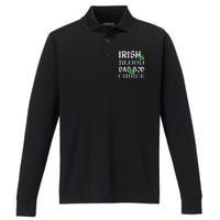 Irish By Blood Dad Bod By Choice St Patricks Day Men Performance Long Sleeve Polo