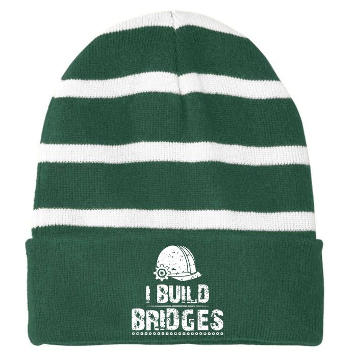 I Build Bridges Striped Beanie with Solid Band