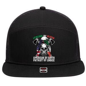 Italian By Blood American By Birth Patriot By Choice Eagle 7 Panel Mesh Trucker Snapback Hat