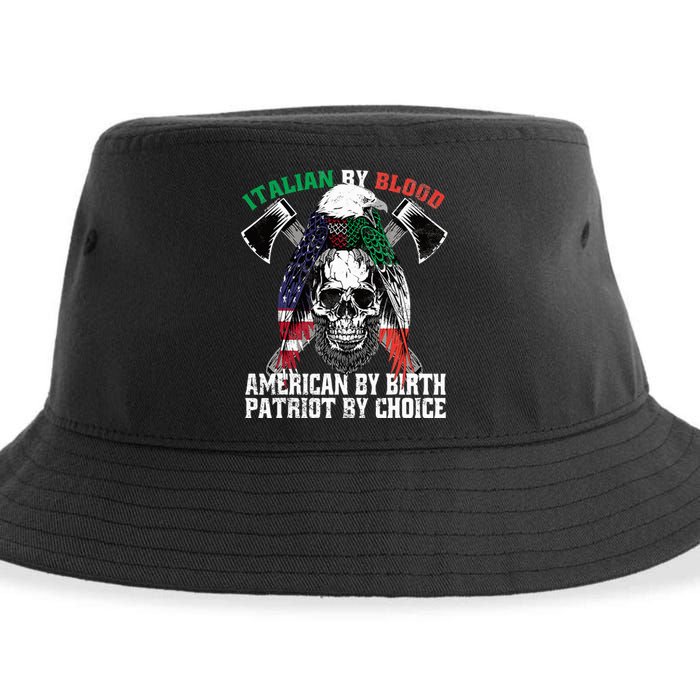 Italian By Blood American By Birth Patriot By Choice Eagle Sustainable Bucket Hat