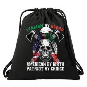 Italian By Blood American By Birth Patriot By Choice Eagle Drawstring Bag