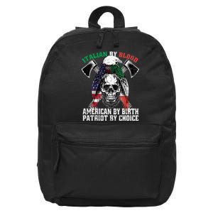 Italian By Blood American By Birth Patriot By Choice Eagle 16 in Basic Backpack