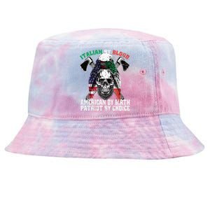 Italian By Blood American By Birth Patriot By Choice Eagle Tie-Dyed Bucket Hat