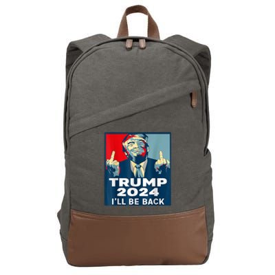 ILl Be Back Trump 2024 Vintage Donald Trump 4th Of July Cotton Canvas Backpack