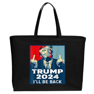 ILl Be Back Trump 2024 Vintage Donald Trump 4th Of July Cotton Canvas Jumbo Tote