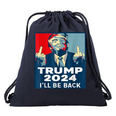 ILl Be Back Trump 2024 Vintage Donald Trump 4th Of July Drawstring Bag