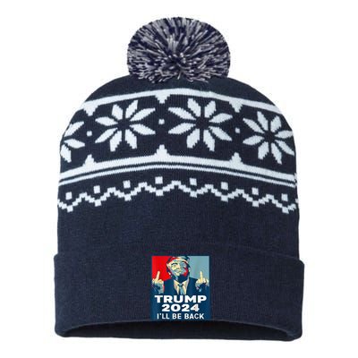 ILl Be Back Trump 2024 Vintage Donald Trump 4th Of July USA-Made Snowflake Beanie