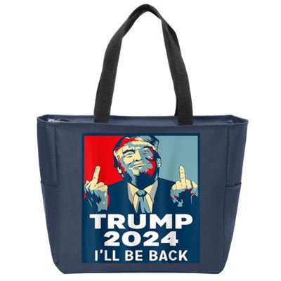 ILl Be Back Trump 2024 Vintage Donald Trump 4th Of July Zip Tote Bag