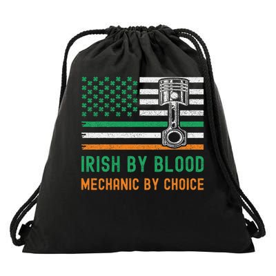 Irish By Blood Mechanic By-Choice USA American Flag Shamrock Drawstring Bag