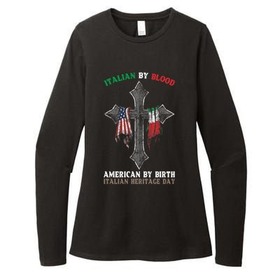 Italian By Blood American By Birth Italian Heritage Day Gift Womens CVC Long Sleeve Shirt