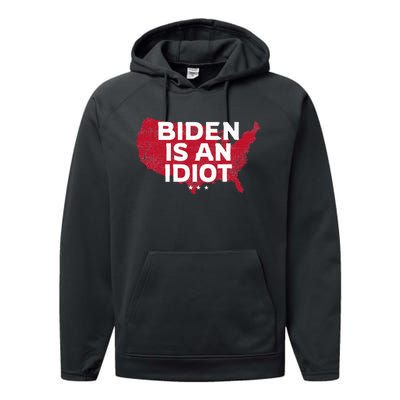 Impeach Biden Biden Is An Idiot Antibiden 8646 Usa Performance Fleece Hoodie