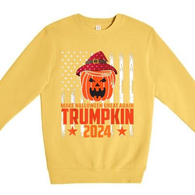 Ill Be Back Trumpkin Trump Halloween Party Costume 2024 Premium Crewneck Sweatshirt