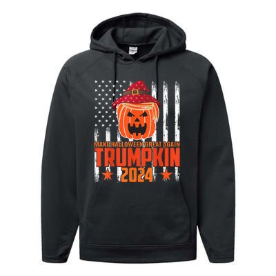 Ill Be Back Trumpkin Trump Halloween Party Costume 2024 Performance Fleece Hoodie