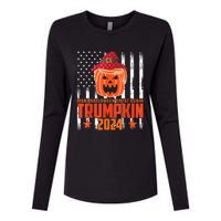 Ill Be Back Trumpkin Trump Halloween Party Costume 2024 Womens Cotton Relaxed Long Sleeve T-Shirt