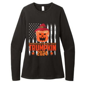 Ill Be Back Trumpkin Trump Halloween Party Costume 2024 Womens CVC Long Sleeve Shirt