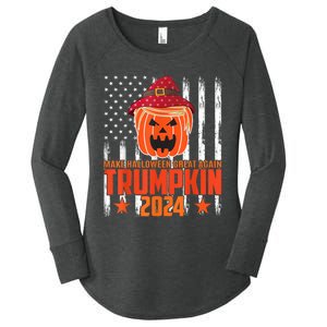 Ill Be Back Trumpkin Trump Halloween Party Costume 2024 Women's Perfect Tri Tunic Long Sleeve Shirt