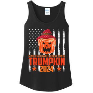 Ill Be Back Trumpkin Trump Halloween Party Costume 2024 Ladies Essential Tank