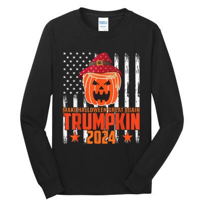 Ill Be Back Trumpkin Trump Halloween Party Costume 2024 Tall Long Sleeve T-Shirt