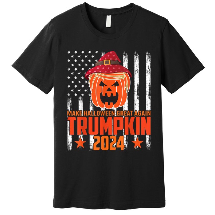 Ill Be Back Trumpkin Trump Halloween Party Costume 2024 Premium T-Shirt