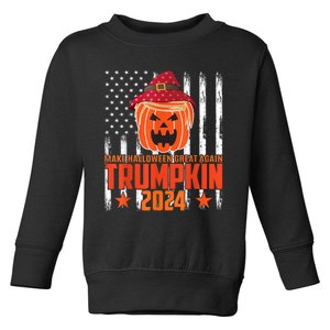 Ill Be Back Trumpkin Trump Halloween Party Costume 2024 Toddler Sweatshirt