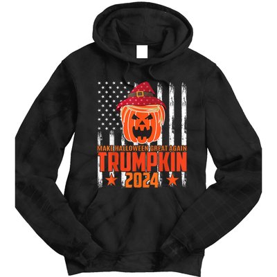 Ill Be Back Trumpkin Trump Halloween Party Costume 2024 Tie Dye Hoodie