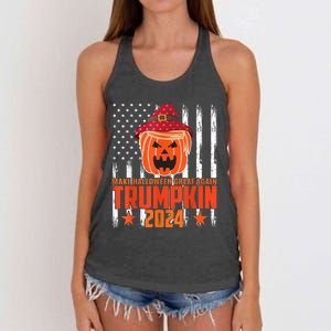 Ill Be Back Trumpkin Trump Halloween Party Costume 2024 Women's Knotted Racerback Tank