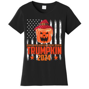 Ill Be Back Trumpkin Trump Halloween Party Costume 2024 Women's T-Shirt