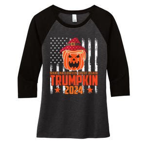 Ill Be Back Trumpkin Trump Halloween Party Costume 2024 Women's Tri-Blend 3/4-Sleeve Raglan Shirt