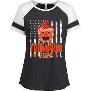 Ill Be Back Trumpkin Trump Halloween Party Costume 2024 Enza Ladies Jersey Colorblock Tee