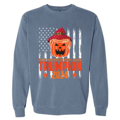 Ill Be Back Trumpkin Trump Halloween Party Costume 2024 Garment-Dyed Sweatshirt