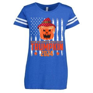 Ill Be Back Trumpkin Trump Halloween Party Costume 2024 Enza Ladies Jersey Football T-Shirt