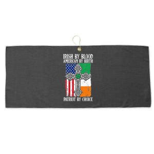 Irish By Blood American By Birth Patriot By Choice Large Microfiber Waffle Golf Towel