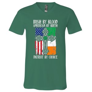 Irish By Blood American By Birth Patriot By Choice V-Neck T-Shirt