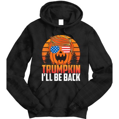 Ill Be Back Trumpkin Trump Halloween Party Costume 2024 Tie Dye Hoodie