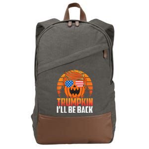 Ill Be Back Trumpkin Trump Halloween Party Costume 2024 Cotton Canvas Backpack