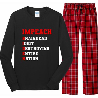 Impeach Biden Braindead Idiot Anti Joe Biden Long Sleeve Pajama Set