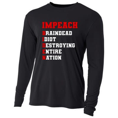 Impeach Biden Braindead Idiot Anti Joe Biden Cooling Performance Long Sleeve Crew