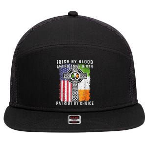 Irish By Blood American By Birth Patriot By Choice 7 Panel Mesh Trucker Snapback Hat