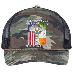 Irish By Blood American By Birth Patriot By Choice Retro Rope Trucker Hat Cap