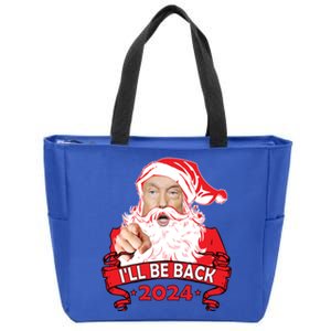 I'll Be Back 2024 Funny Trump 2024 Santa Christmas Xmas Cute Gift Zip Tote Bag