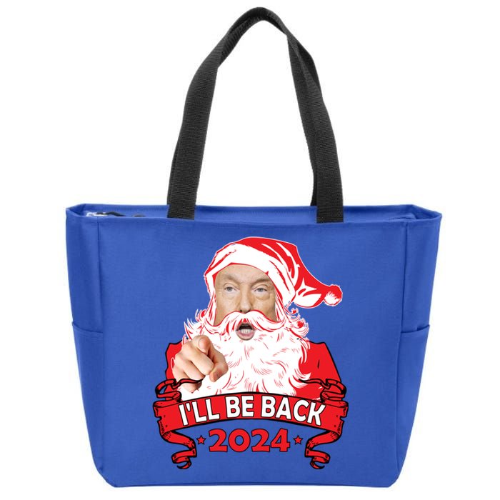 I'll Be Back 2024 Funny Trump 2024 Santa Christmas Xmas Cute Gift Zip Tote Bag