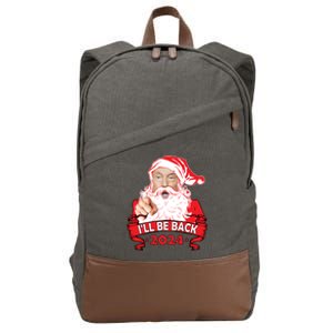 I'll Be Back 2024 Funny Trump 2024 Santa Christmas Xmas Cute Gift Cotton Canvas Backpack